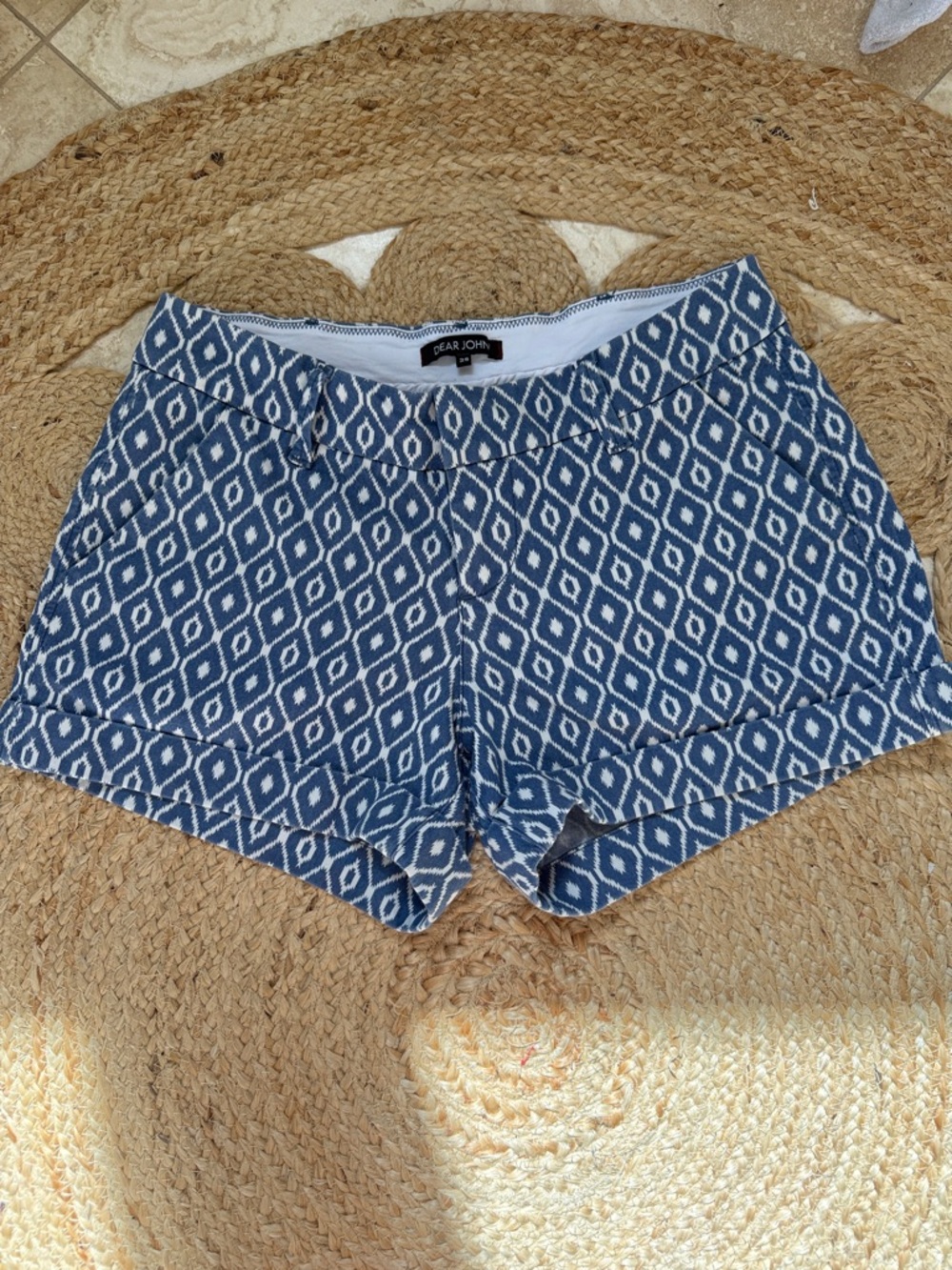 Dear John Blue Geometric Pattern Shorts
